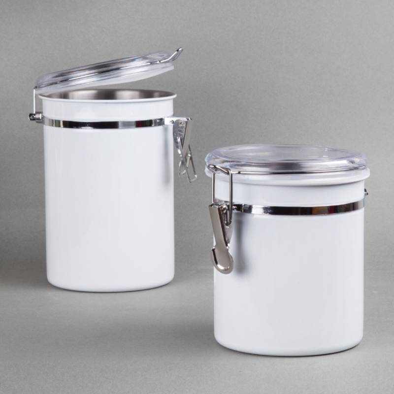 Set of 4 Stainless Steel Canister Set in White Color