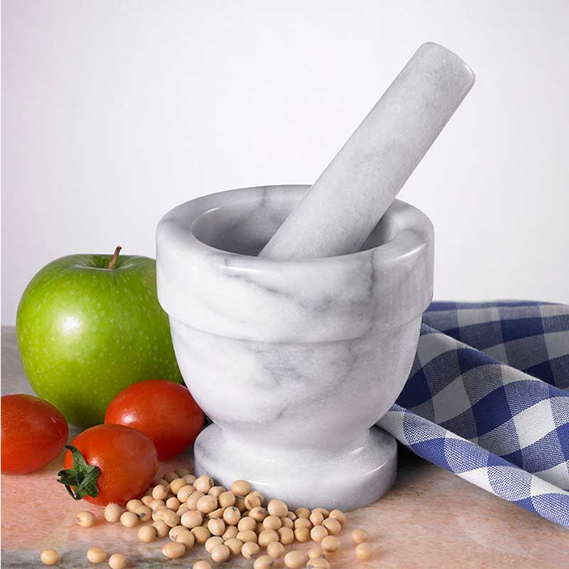 White Marble 4" x 4" Mortar and Pestle