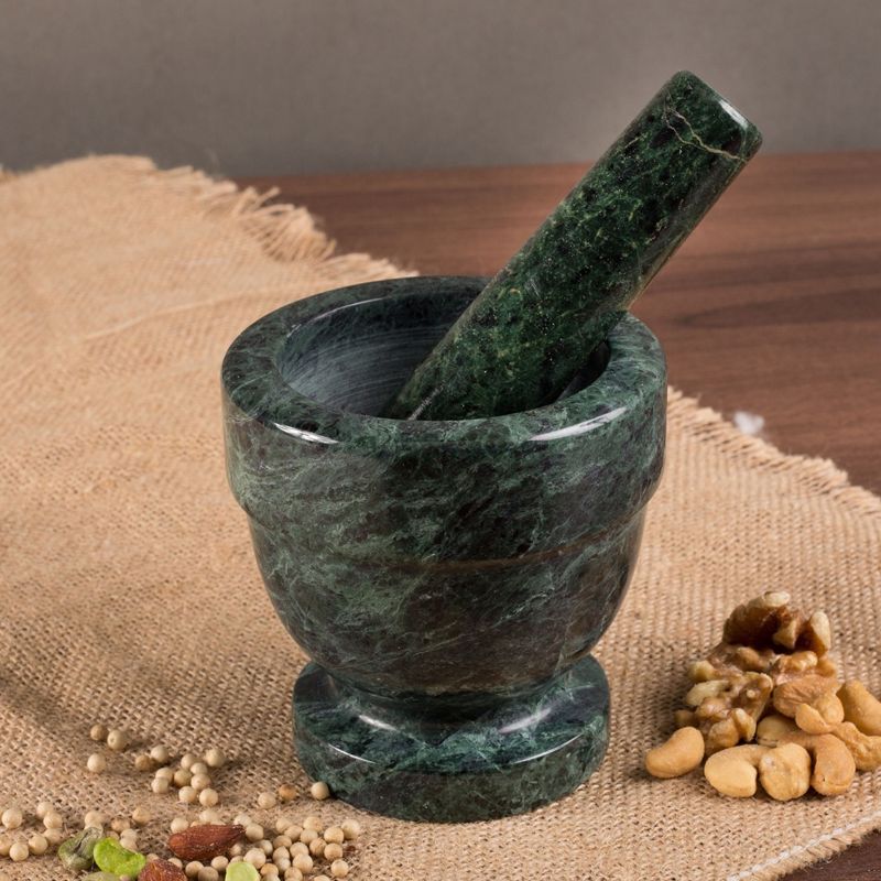 Green Marble 4" x 4" Mortar and Pestle