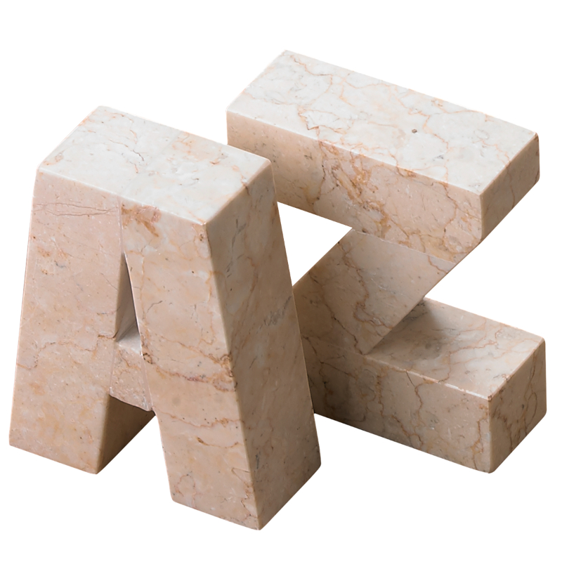 Champagne Marble Bookend Set in A/Z Style