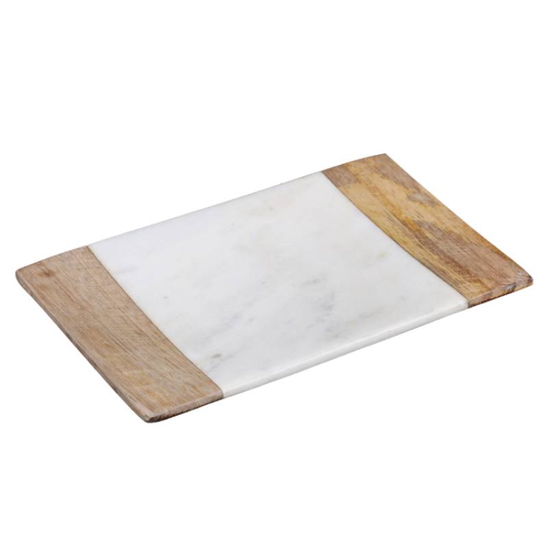 Taj Elite Collection Creamy White Marble and Mango Wood Soap Dish