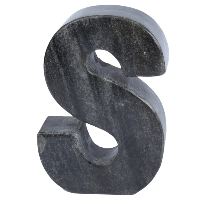 Black Marble Letter Bookend - S