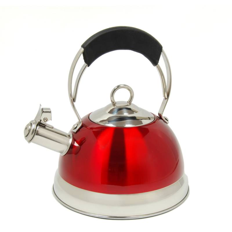 Jupiter 2.6 Qt. Stainless Steel Whistling Tea Kettle in Cranberry Color