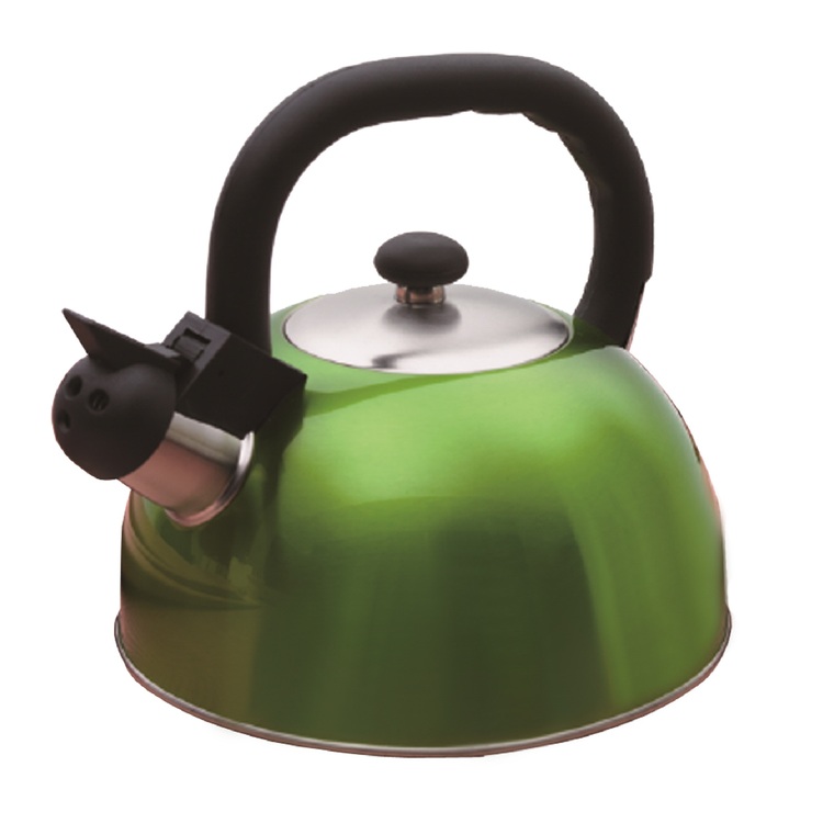 Satin Mist 2.6 Qt. Stainless Steel Whistling Tea Kettle in Chartreuse Color