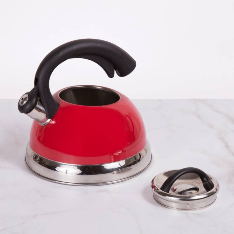 Symphony 2.6 Qt. Stainless Steel Whistling Tea Kettle in Red Color
