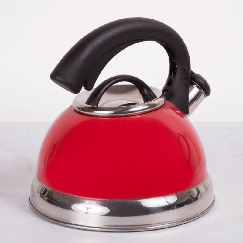 Symphony 2.6 Qt. Stainless Steel Whistling Tea Kettle in Red Color