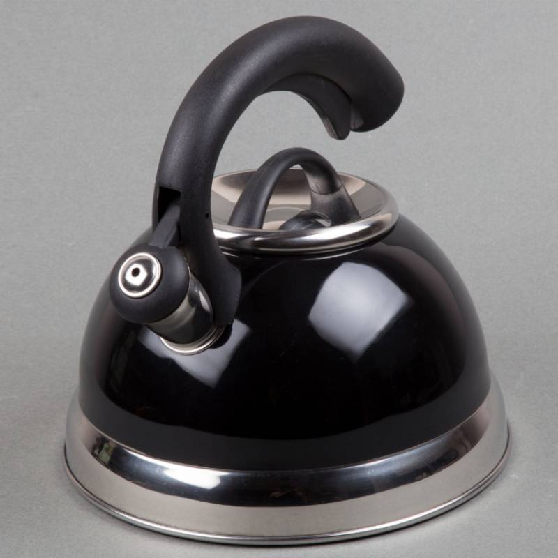 Symphony 2.6 Qt. Stainless Steel Whistling Tea Kettle in Black Color