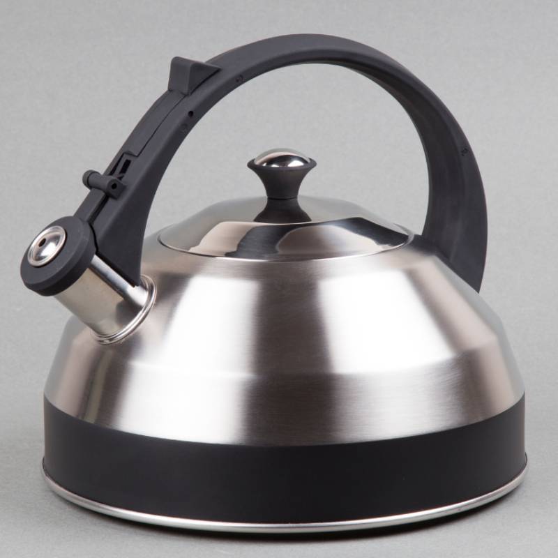Steppes 2.8 Qt. Stainless Steel Whistling Tea Kettle with Black Color Handle