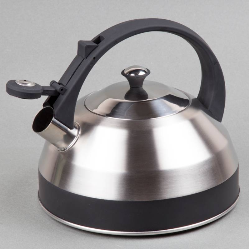 Steppes 2.8 Qt. Stainless Steel Whistling Tea Kettle with Black Color Handle