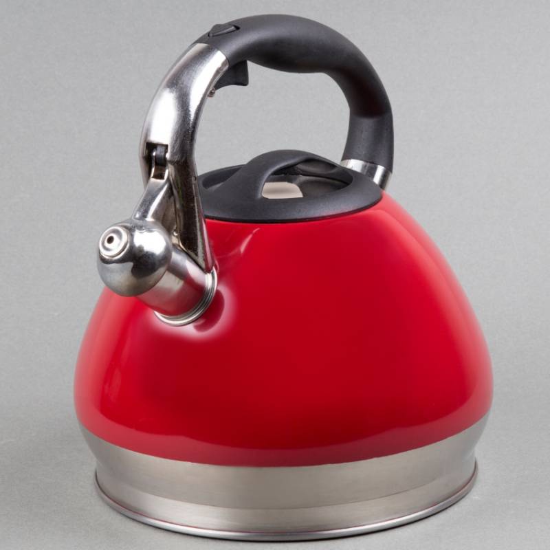 Triumph 3.5 Qt. Stainless Steel Whistling Tea Kettle in Red Color