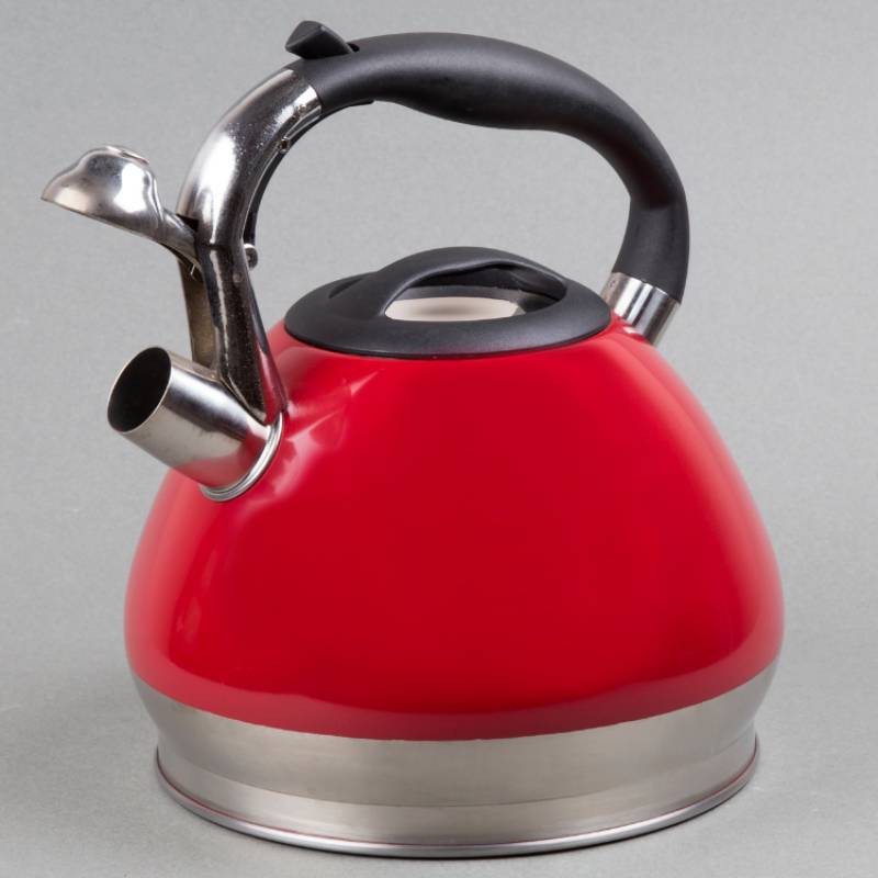 Triumph 3.5 Qt. Stainless Steel Whistling Tea Kettle in Red Color