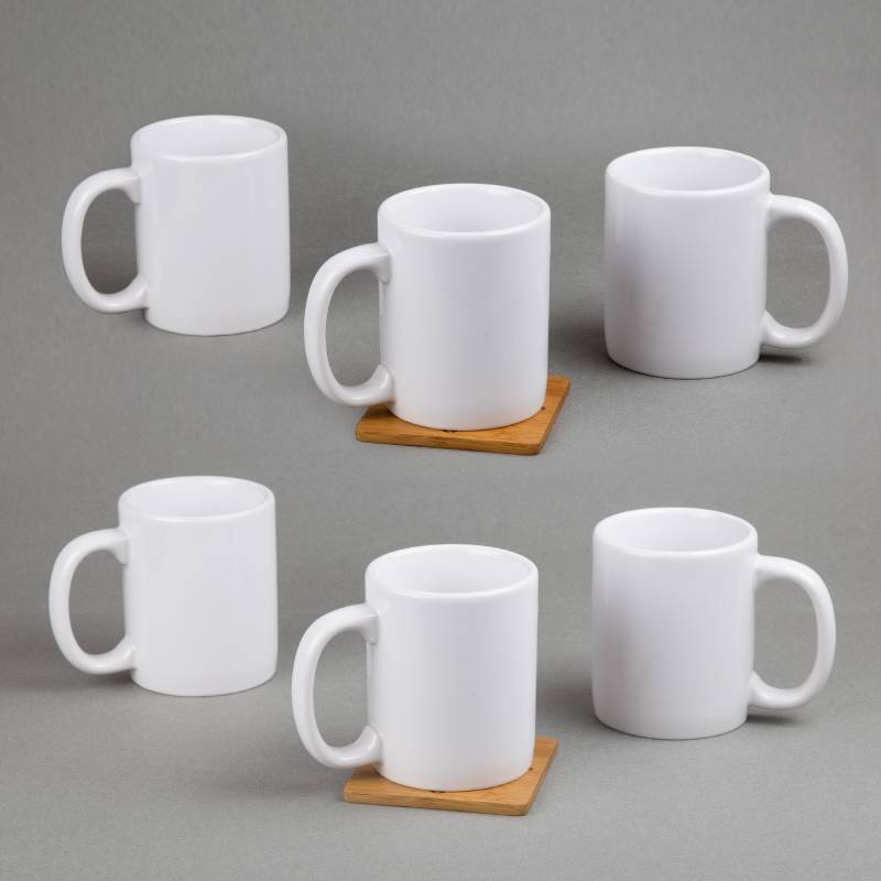 Set of 6 Ceramic Coffee Mug - White